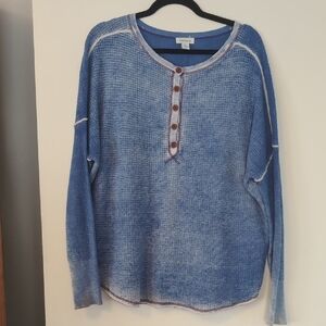 Sundance Henley Sweater, Sz M, A Beautiful Blue